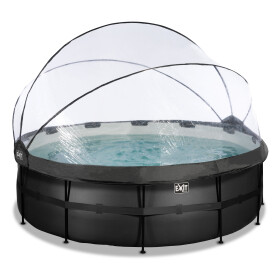 EXIT Piscine couverte Black Leather ø427x122cm avec pompe filtrante à sable - noir