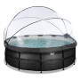 EXIT Piscine couverte Black Leather ø427x122cm avec pompe filtrante à sable - noir