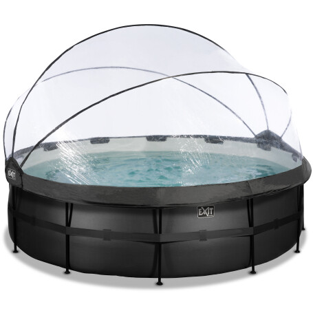 EXIT Piscine couverte Black Leather ø488x122cm avec pompe filtrante à sable - noir