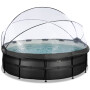 EXIT Piscine couverte Black Leather ø488x122cm avec pompe filtrante à sable - noir