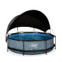 EXIT Piscine Stone ø300x76cm avec voile d'ombrage et pompe filtrante - grise