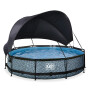 EXIT Piscine Stone ø360x76cm avec voile d'ombrage et pompe filtrante - grise