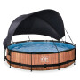 EXIT Piscine Wood ø360x76cm avec voile d'ombrage et pompe filtrante - marron