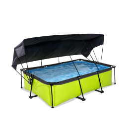 EXIT Piscine Lime 220x150x65cm avec voile d'ombrage et pompe filtrante - verte