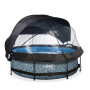 EXIT Piscine couverte Stone ø300x76cm avec voile d'ombrage et pompe filtrante - grise