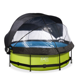 EXIT Piscine couverte Lime ø300x76cm avec voile d'ombrage et pompe filtrante - vert