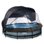 EXIT Piscine couverte Stone ø360x76cm avec voile d'ombrage et pompe filtrante - grise