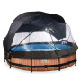 EXIT Piscine couverte Wood ø360x76cm avec voile d'ombrage et pompe filtrante - marron