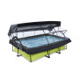 EXIT Piscine couverte Lime 220x150x65cm avec voile d'ombrage et pompe filtrante - vert