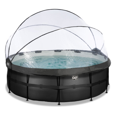 EXIT Piscine couverte Black Leather ø427x122cm avec pompe filtrante à sable et à chaleur - noir