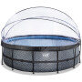 EXIT Piscine couverte Stone ø488x122cm avec pompe filtrante à sable et à chaleur - grise