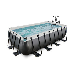 EXIT Piscine Black Leather 400x200x100cm avec pompe filtrante à sable - noir