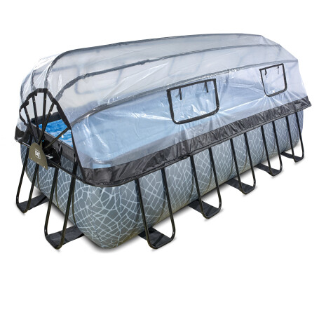 EXIT Piscine couverte Stone 540x250x122cm avec pompe de filtration à sable - grise