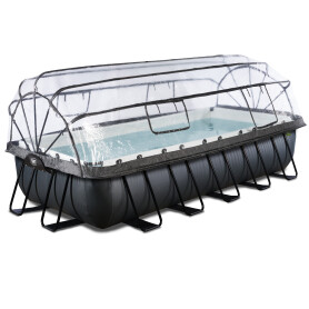EXIT Piscine Black Leather 540x250x100cm avec pompe filtrante à sable et dôme et pompe à chaleur - noir