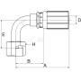 Raccord à sertir GATES 16G20FFORX90M