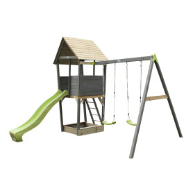 EXIT Aksent tour de jeu en bois avec balanc,oire 2 sieges - gris