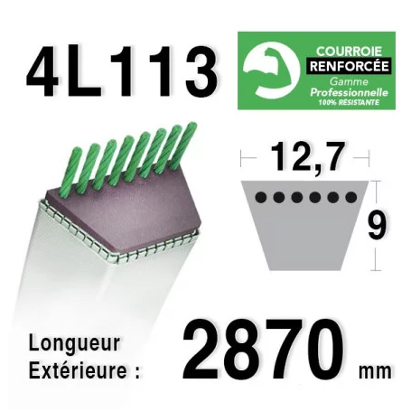 Courroie 4L1130 - 4L113 AYP - HUSQVARNA 532170140 - 170140
