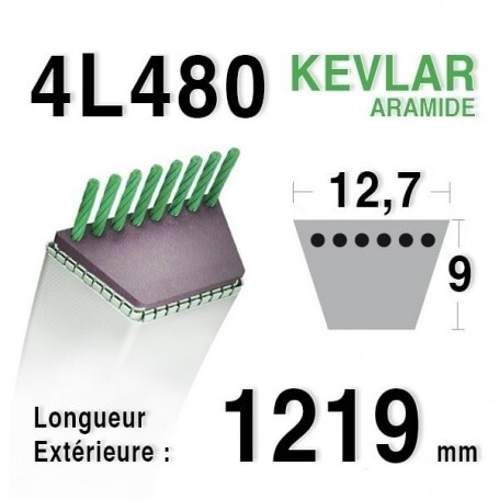 Courroie 4L48 - 4L480 MTD 7540200 754-0200 7540276 JOHN DEERE 44483 MURRAY 20556 - 37x2 - 25121