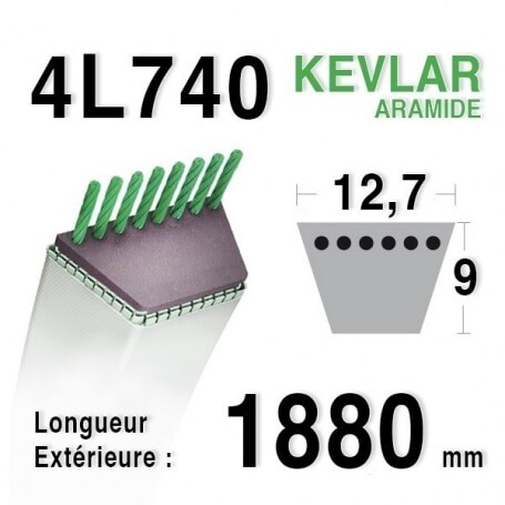 Courroie 4L740 - 4L74 AYP - ROPER 8845 MTD - MOTOSTANDARD 75239 MURRAY 23496 - 37x19